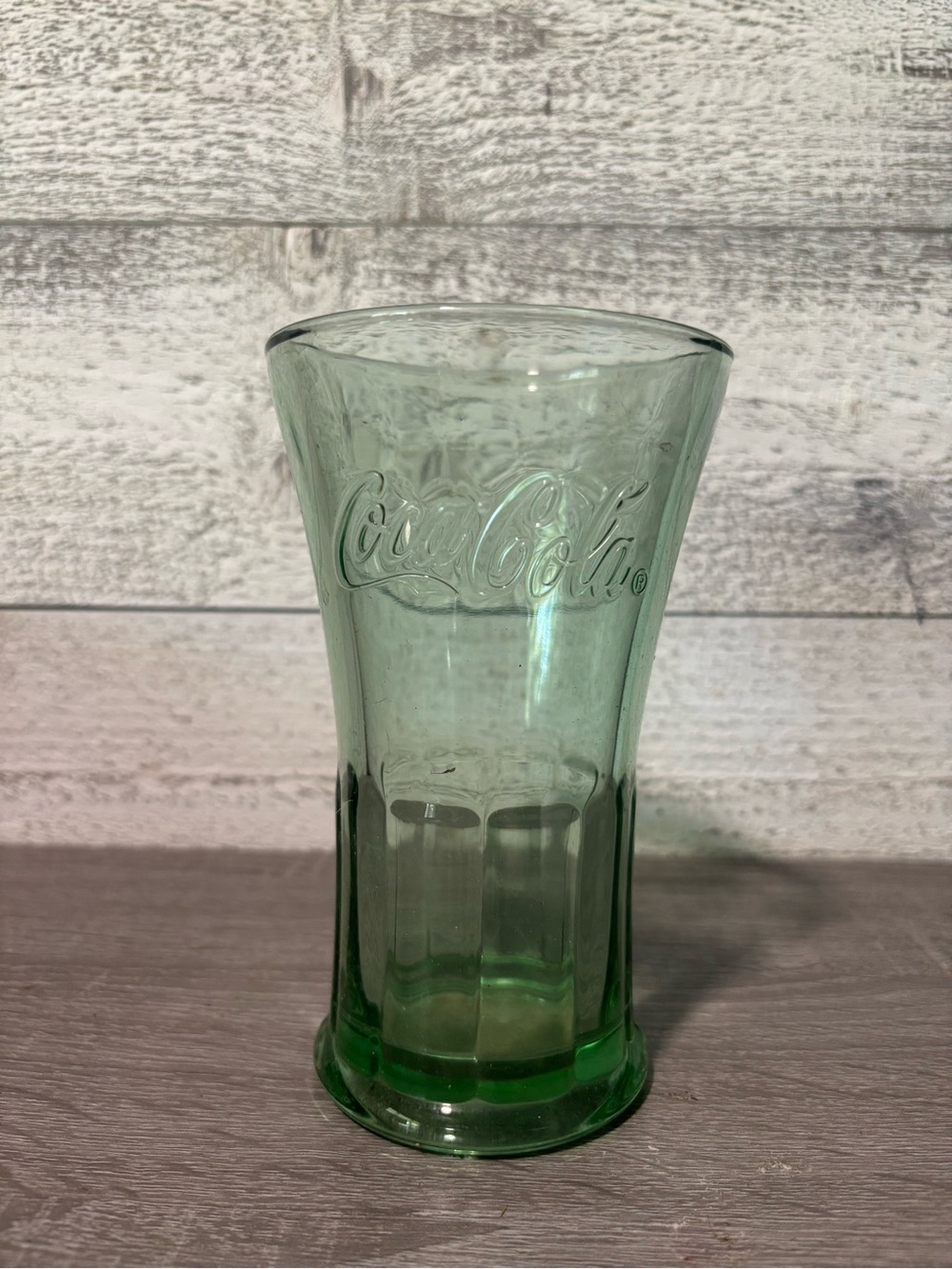 Coca Cola Light Green Embossed Logo Glass Tumbler